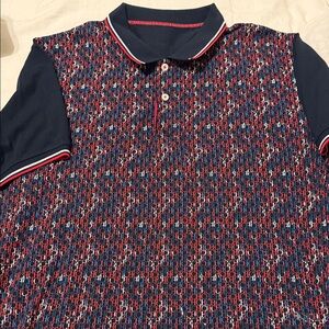 Carolina Herrera Red and Blue Patterned Polo Shirt